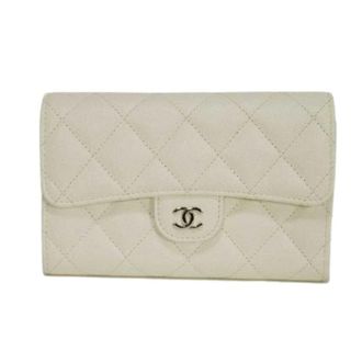 Chanel Pre-owned Tri-fold Portemonnee - Dames - Pre-owned - Wit - Maat: ONE Size Leer