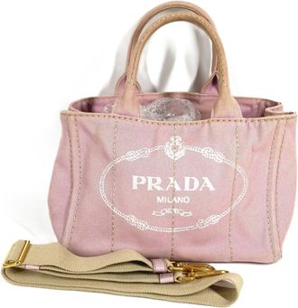 Prada Pink Canvas Handbag Shoulder Bag Tote Bag (Pre-Owned)