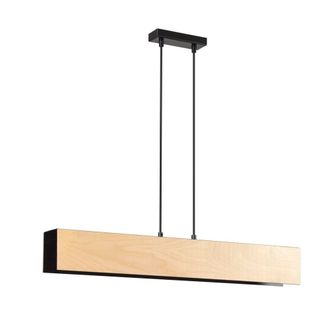 Wonderlamp L&aacute;mpara colgante con estructura de metal rectangular negro y madera