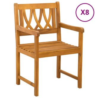 vidaXL Sedie Da Giardino 8 Pz Naturale Legno Di Acacia Massello Vidaxl