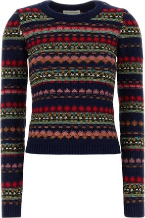 Dries Van Noten Geborduineerde wollen trui - Dames - Ronde hals truien - Veelkleurig - S - Wol - Truien & Vesten