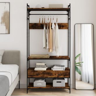 Berkfield Home Wardrobe with Drawers Smoked Oak 89x39x184.5 cm Engineered Wood in Brown
