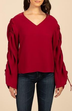 Trina Turk Veda Ruched Tie Sleeve Top in Sumac at Nordstrom Rack, Size X-Small