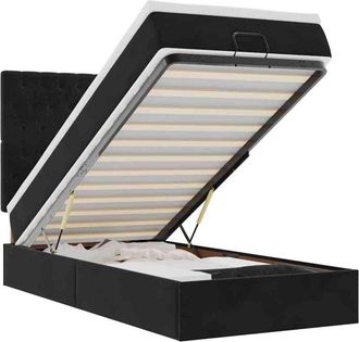 vidaXL Vidaxl - Estructura Cama Otomana Colchones Terciopelo Negra 80x200cm