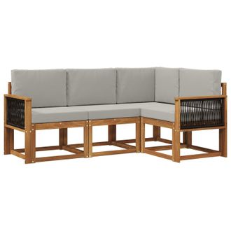 vidaXL Conjunto De Sof&aacute;s De Exterior 4 Pcs Natural Y Gris Claro Vidaxl
