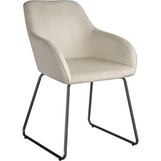 TecTake Silla de comedor aterciopelada con estructura de pat&iacute;n, crema/negro