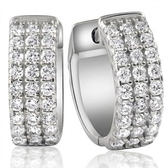 Pompeii3 1/2 Ct Diamond Hoops Womens Earrings Silver Lab Grown