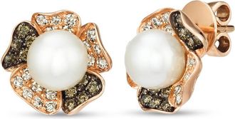 Le Vian Ladies Pearl Earrings set in 14K Strawberry Gold