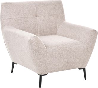 Beliani Sill&oacute;n De Tela Con Reposabrazos Patas De Metal Y Capiton&eacute; Decorativo Sal&oacute;n Moderno Beige Lakene
