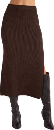 Bella Dahl Knit Side Slit Skirt In Heather Brown