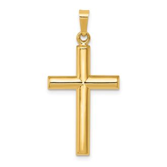 Diamond2Deal 14k Yellow Gold Hollow Cross Pendant