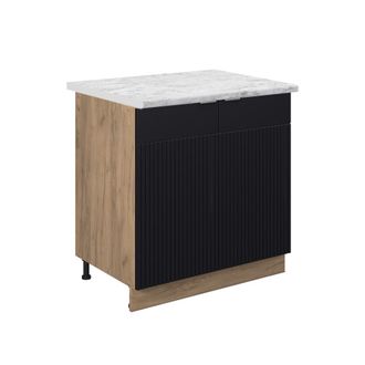 Vicco Armario Bajo Para Fregadero Fame-line, Rayas Negras, 80 Cm Con Estante, Et M&aacute;rmol, Vicco