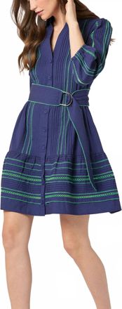 Shoshanna Towns Mini Dress In Navy/green