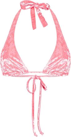 Forte_Forte halterneck velvet bikini top - women - Polyester/Spandex/Elastane - III - Pink