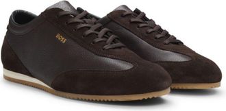 BOSS Leather sneakers with suede trims