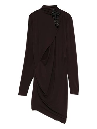 Amen draped mini dress - women - Fabric - 44 - Brown