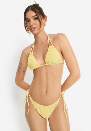 Lascana Triangel-Bikini LSCN BY LASCANA, Damen, Gr. 32, Cup A/B, gelb, Recycling-Polyester, Strukturmuster, Bikini-Sets Triangel-Bikini, aus trendiger Struktu