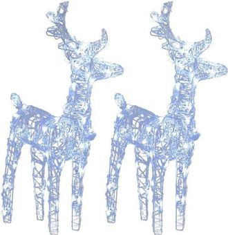 vidaXL Renos De Navidad 2 Unidades 80 Led Blanco Fr&iacute;o Acr&iacute;lico Vidaxl