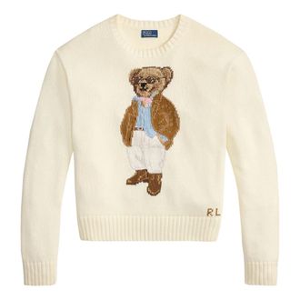 Polo Ralph Lauren Round-neck Knitwear, female, Beige, Size: XS Pullover