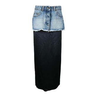 Semicouture Dames, Rokken, Blauw, Maat: W28 Katoen