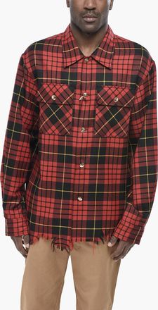 Alexander McQueen Camicia Tartan Con Fondo Sfrangiato Alexander McQueen