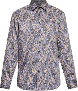 Etro Shirt met patroon - Heren - Casual Overhemden - Paars - L - Katoen - Overhemden