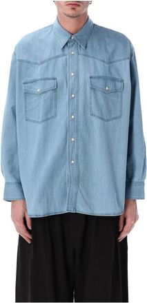 STUDIO NICHOLSON Denim Texana Shirt - Heren - Spijkeroverhemden - Blauw - S - Denim - Overhemden