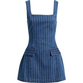 Line & Dot Monah Pinstripe Denim Minidress in Blue at Nordstrom, Size X-Small