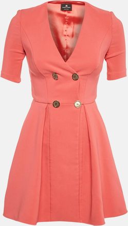 Elisabetta Franchi Coral Crepe Doubled Breasted Mini Dress