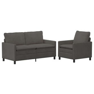 vidaXL Juego De Sof&aacute; 2 Uds. Gris Oscuro Tela Vidaxl