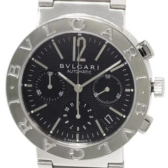 Bulgari Pre-owned SS Automatic Chronograph - Heren - Pre-owned - Zwart - Maat: ONE Size