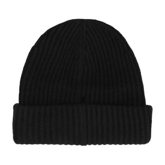 Ganni Ribbed Knit Beanie - Dames - Hoeden - Zwart - ONE Size - Wol - Accessoires