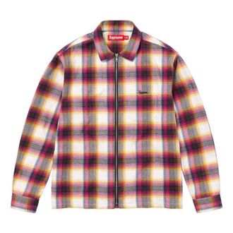SUPREME Shadow Plaid Flannel Zip Up Shirt Pink Black White SUP-SS24-058