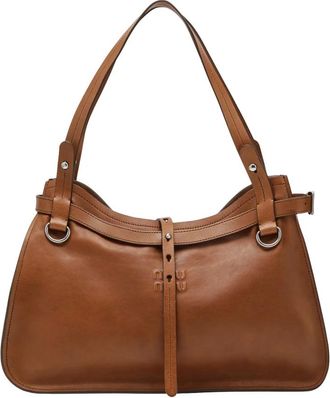 Miu Miu Bolso de Hombro de Piel con Logo - Bags - Mujer - Marr&oacute;n - ONE SIZE