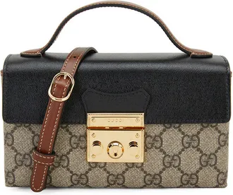 Gucci (WMNS) Gucci Padlock Metallic Logo Canvas Box Mini Ebony / Black Handbag 652683-96GAG-9785