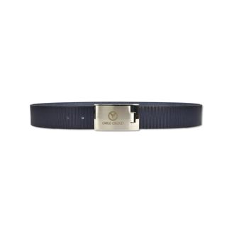 Carlo Colucci Sportieve Riem met Groefreli&euml;f - Heren - Riemen - Blauw - 90 CM - Leer - Accessoires