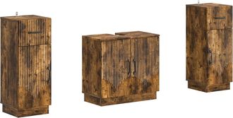 vidaXL Juego De Gabinete De Ba&ntilde;o De 2 Piezas Hoorn Roble Ahumado Vidaxl