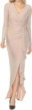 Joseph Ribkoff Shimmery Trumpet Evening Maxi Dress In Rose