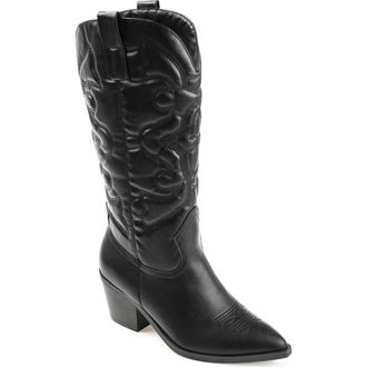 Journee Collection Chantry Western Boot in Black at Nordstrom Rack, Size 7.5 Wide Calf