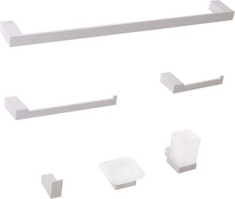 Beliani Beliani - Set di 6 accessori da bagno minimalista in alluminio con bicchiere e portasapone argento Tumaco