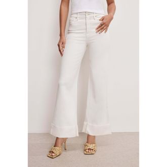 Good American Womens Soft Tech Good Skate Wide Cropped Jeans | Cloud White, Size 16 Plus | Good American by Khlo&Egrave; Kardashian