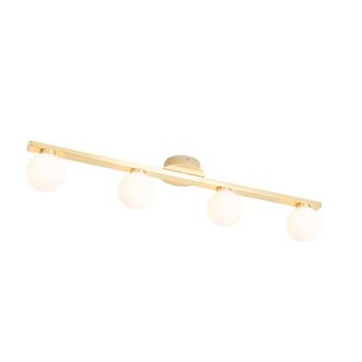 QAZQA Moderno Plaf&oacute;n Moderno Lat&oacute;n Ip44 4 Luces - Cederic Vidrio /acero Alargada Adecuado Para Led Max. 4 X 28 Watt - Qazqa
