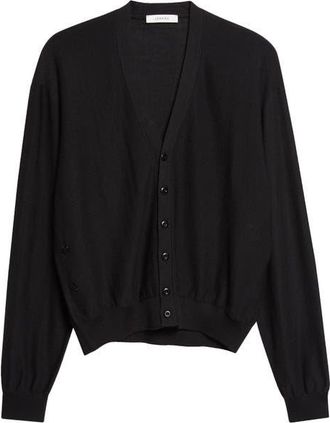 Christophe Lemaire Twisted Merino Wool Blend Cardigan in Black at Nordstrom, Size Xx-Small