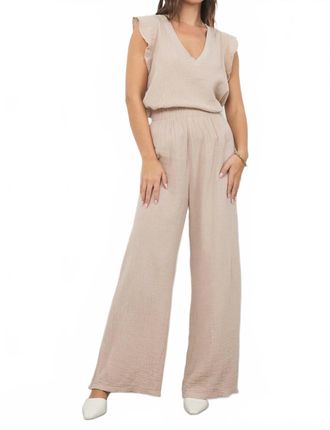 La Made Cali Chill Wide Leg Pant In Oak Bark