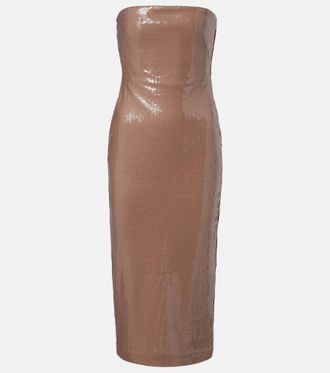 Alex Perry Sequined strapless midi dress