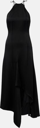 Victoria Beckham Asymmetric cr&ecirc;pe satin midi dress