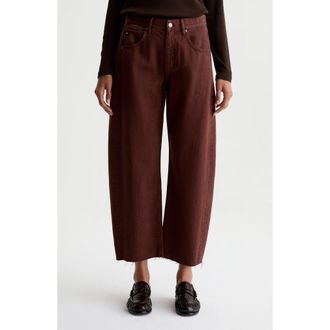 AG - Adriano Goldschmied Hattie Raw Hem High Waist Crop Barrel Jeans in Chestnut at Nordstrom, Size 27