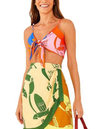 Farm Rio Farm Rio Mixed Rainbow Toucans Crop Top