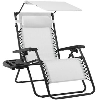 Best Choice Products Folding Zero Gravity Recliner Patio Lounge Chair w/ Canopy Shade, Headrest, Tray