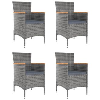vidaXL Vidaxl - Sillas De Comedor De Jard&iacute;n 4 Unidades Rat&aacute;n Sint&eacute;tico Gris
